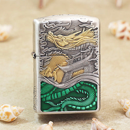 Zippo Antique Silver & Gold-Plated 'Carp Leaping Over the Dragon Gate' 162-DS54