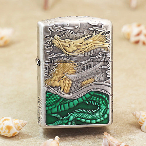 Zippo Antique Silver & Gold-Plated 'Carp Leaping Over the Dragon Gate' 162-DS54