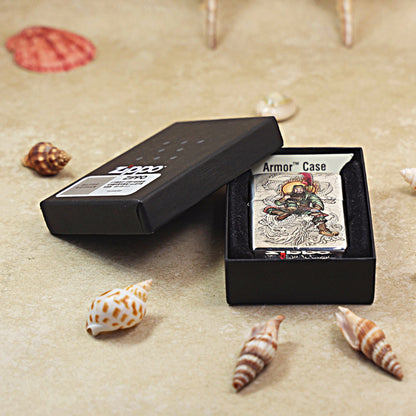 Zippo Antique Silver 'Guan Yu Riding Dragon' Multi-Media Carving - DS116