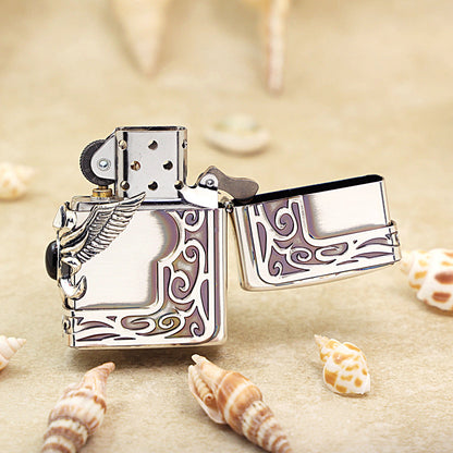 Zippo Vintage Argent Solid Metal Side Wing Medallion - JP62