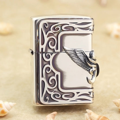 Zippo Vintage Argent Solid Metal Side Wing Medallion - JP62