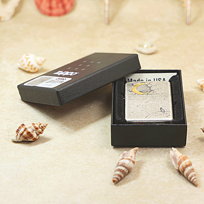 Zippo Antique Silver Moon & Cat 205-DS15