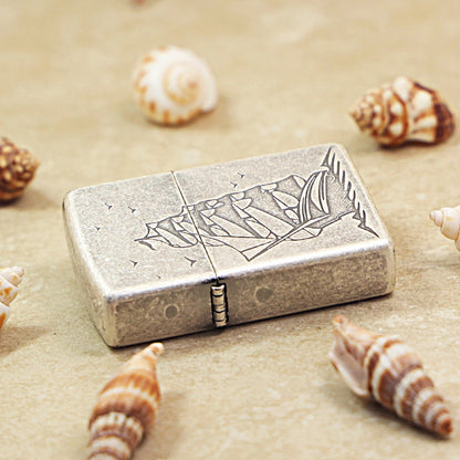 Zippo Antique Silver Sailing Ship 205-DS91