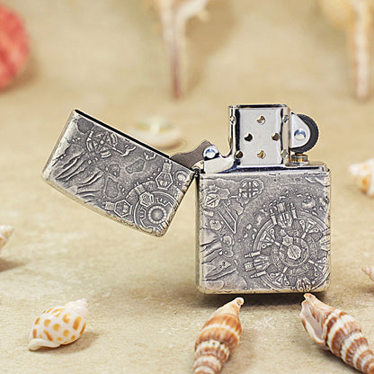 Zippo Antique Silver 'Space Ruins' Deep Carve - DS122