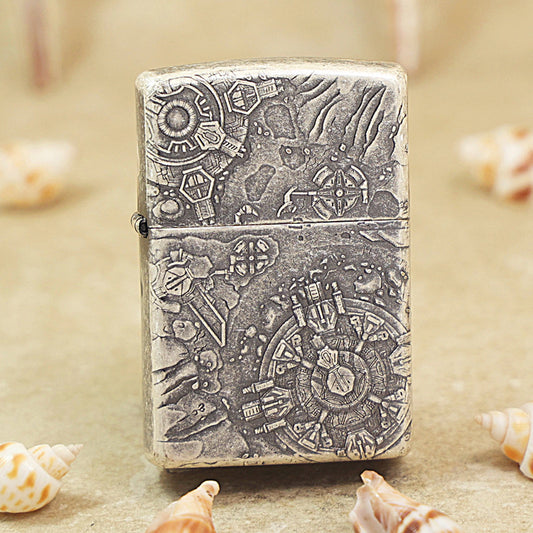 Zippo Antique Silver 'Space Ruins' Deep Carve - DS122