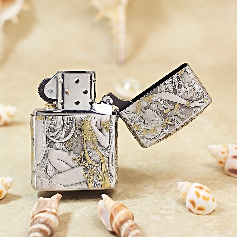 Zippo Antique Silver Two-Tone 'Butterfly & Beauty under Tang Blossoms' Series 162-DS05