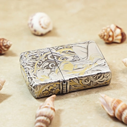 Zippo Antique Silver Two-Tone 'Butterfly & Beauty under Tang Blossoms' Series 162-DS05