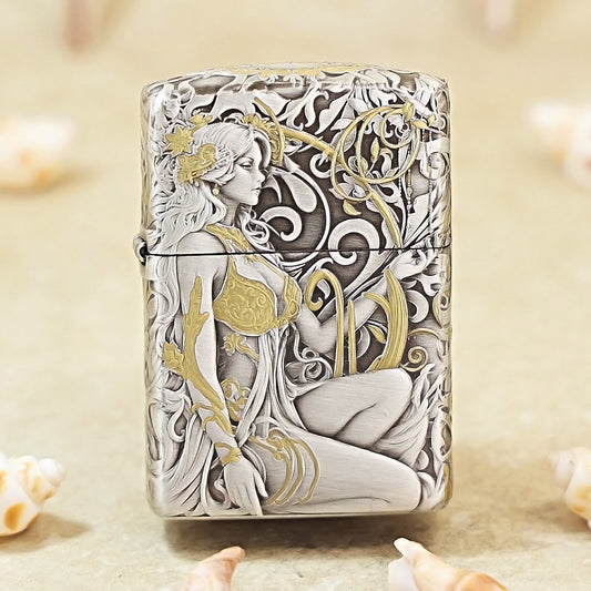 Zippo Antique Silver Two-Tone 'Butterfly & Beauty under Tang Blossoms' Series 162-DS05