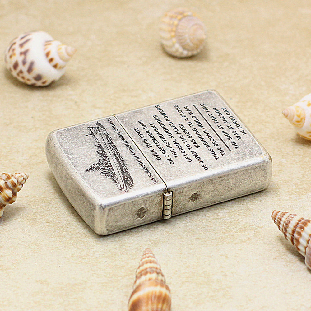 Zippo Antique Silver USS Missouri Battleship 205-DS94