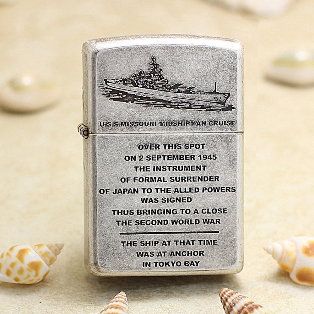 Zippo Antique Silver USS Missouri Battleship 205-DS94