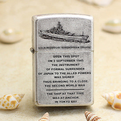 Zippo Antique Silver USS Missouri Battleship 205-DS94