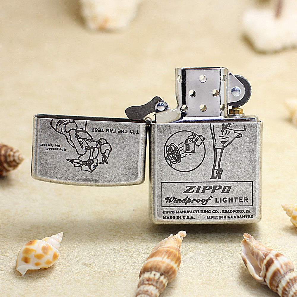 Zippo Antique Silver 'Windy Girl - Fan Test' Figure Series - DS148