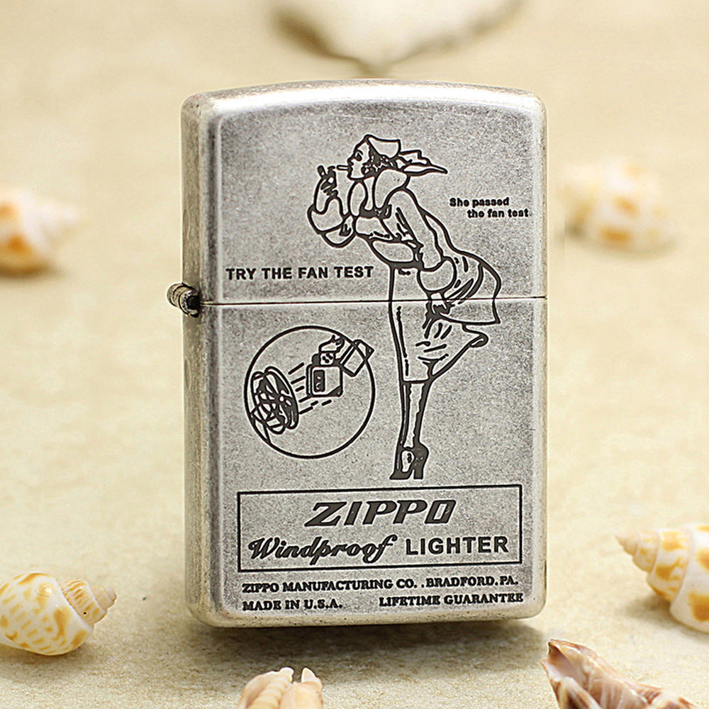 Zippo Antique Silver 'Windy Girl - Fan Test' Figure Series - DS148