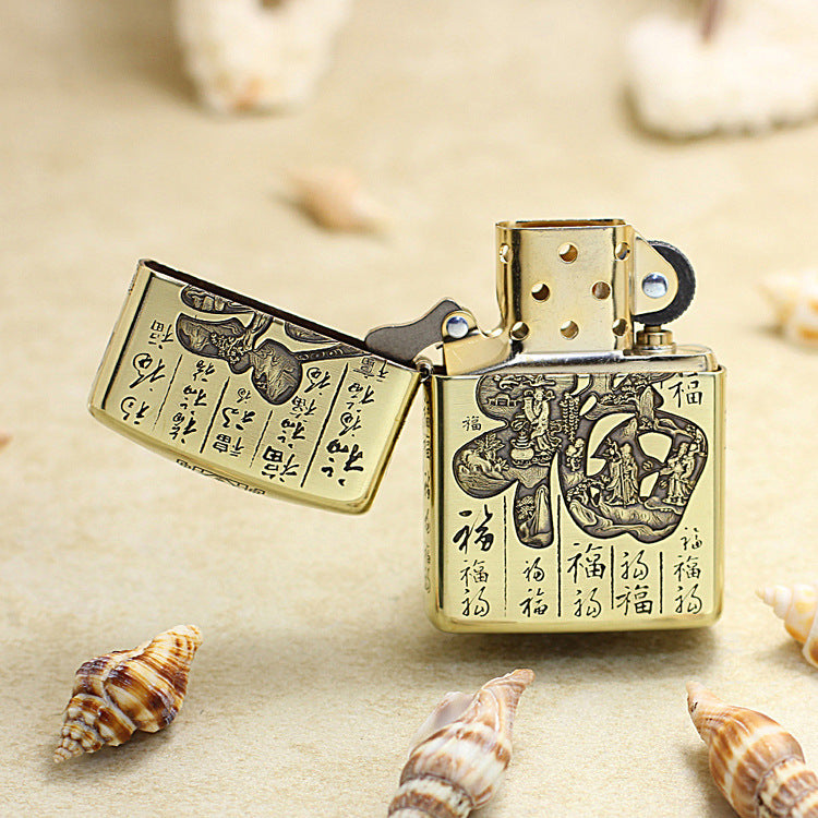 Zippo Armor Antique Brass '3D Hundred Blessings' - CC36