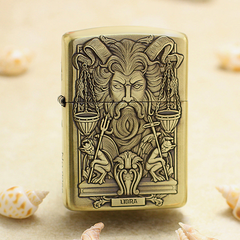 Zippo Armor Antique Brass 'Dark Libra Zodiac' - C33