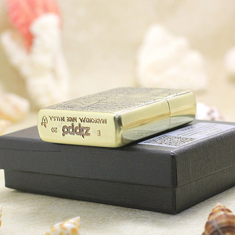 Zippo Armor Antique Brass Deep Carved Guardian Buddha and Monkey - CC116