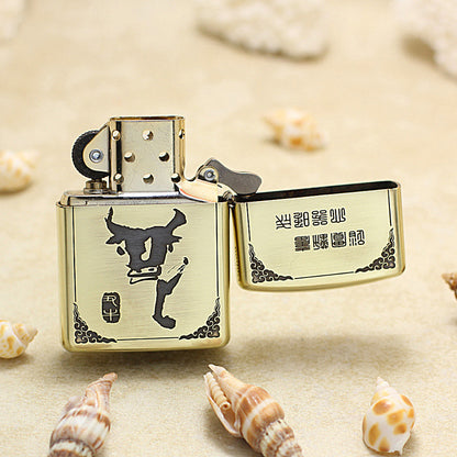 Zippo Armor Antique Brass Deep Carved Guardian Buddha and Ox - CC144