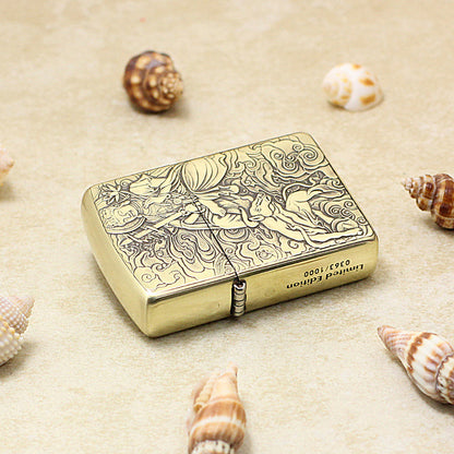 Zippo Armor Antique Brass Deep Carved Guardian Buddha and Ox - CC144