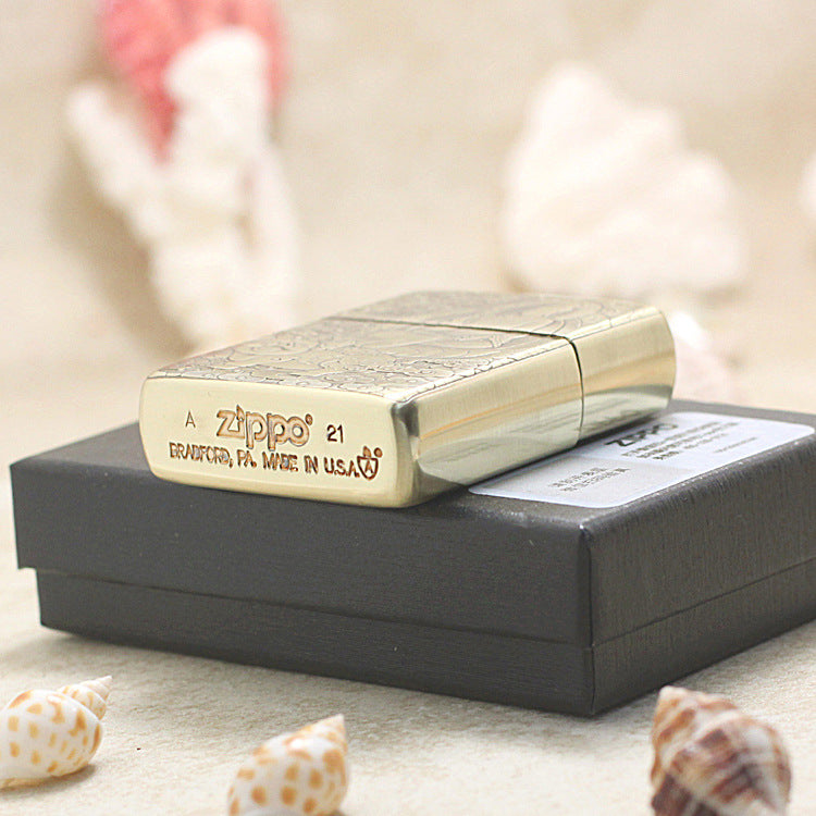 Zippo Armor Antique Brass Deep Carved Guardian Buddha and Pig - CC132