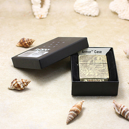 Zippo Armor Antique Brass Deep Carved Guardian Buddha and Pig - CC132