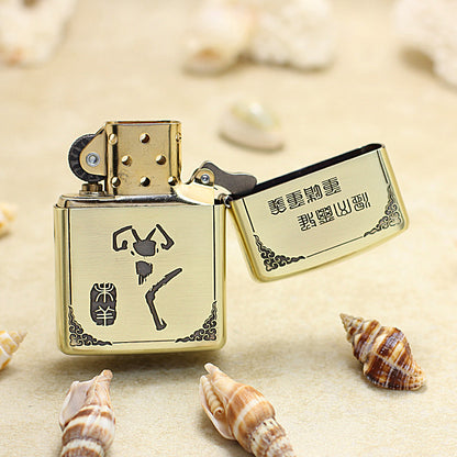 Zippo Armor Antique Brass Deep Carved Guardian Buddha and Ram - CC140