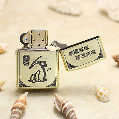 Zippo Armor Antique Brass Deep Carved Guardian Buddha and Rat - CC141