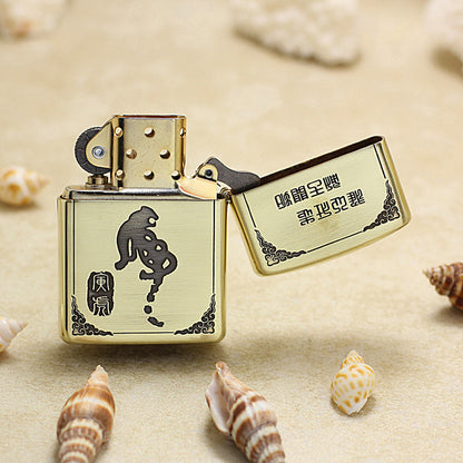 Zippo Armor Antique Brass Deep Carved Guardian Buddha and Tiger - CC115