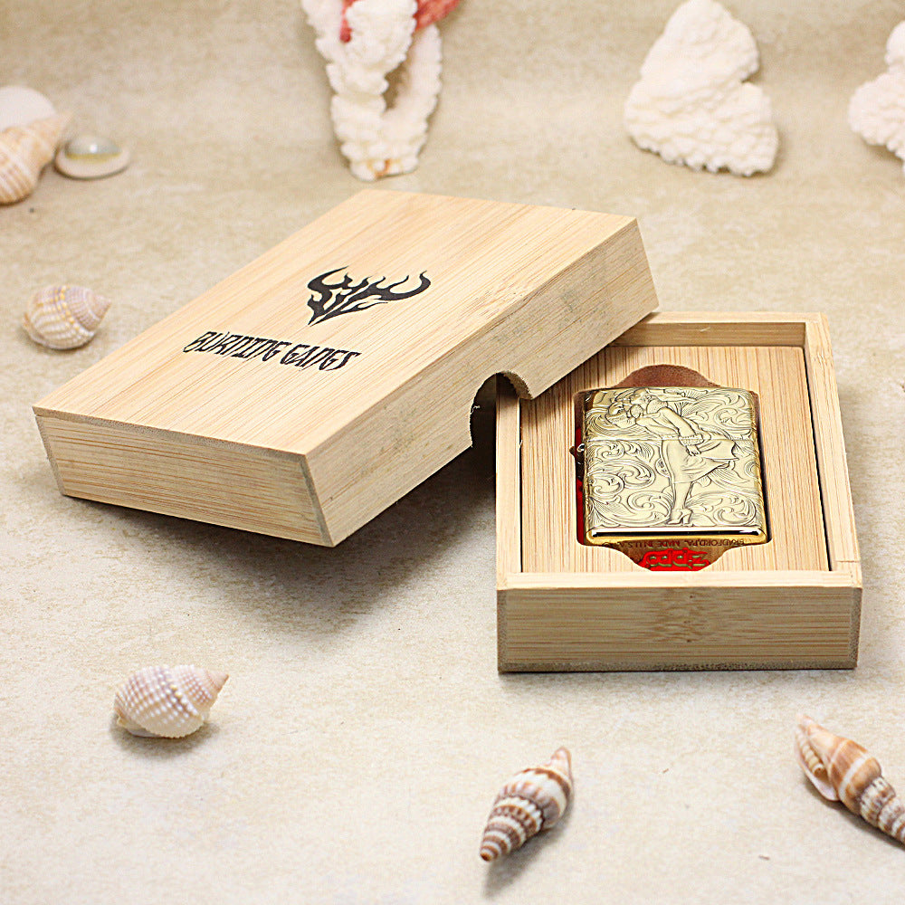 Zippo Armor Antique Brass Deep Carved Pin-Up Girl Arabesque - CC143