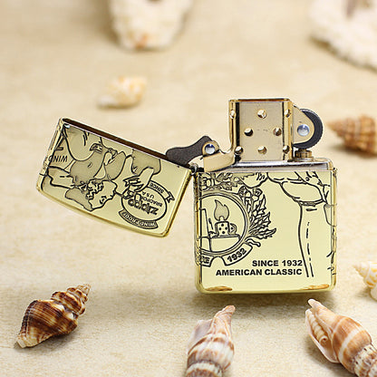 Zippo Armor Antique Brass Deep Carved Pin-Up Girl Arabesque - CC147