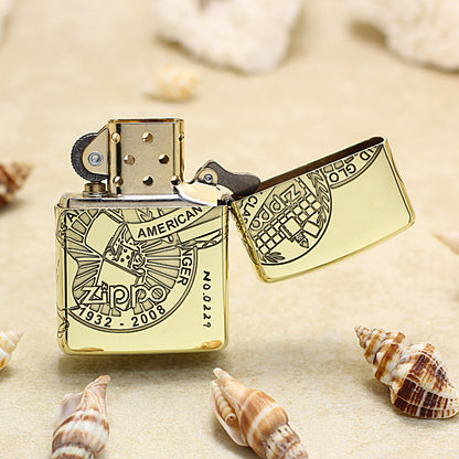 Zippo Armor Antique Brass Deep Carved Pin-Up Girl Arabesque - CC147