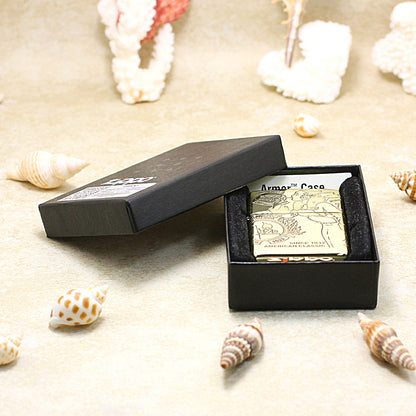 Zippo Armor Antique Brass Deep Carved Pin-Up Girl Arabesque - CC147