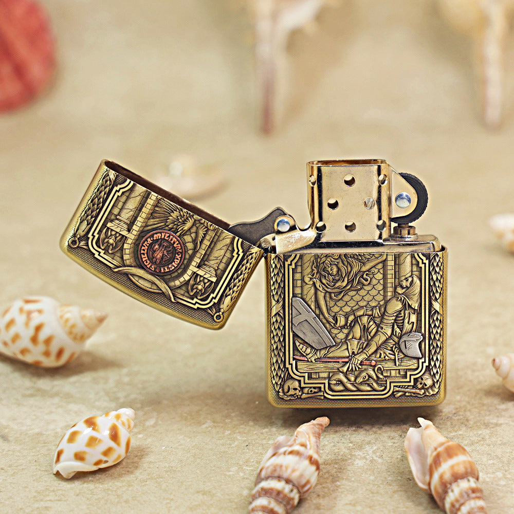 Zippo Armor Antique Brass 'Fallen Templar Knight' - CC18
