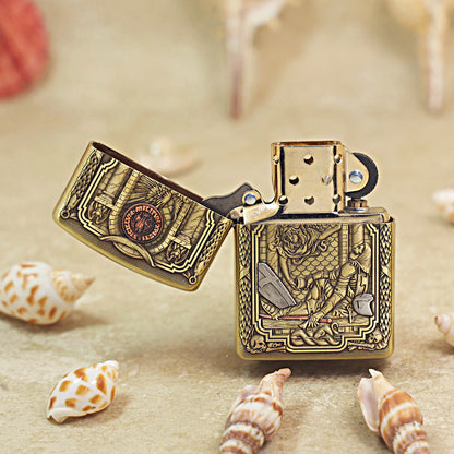 Zippo Armor Antique Brass 'Fallen Templar Knight' - CC18