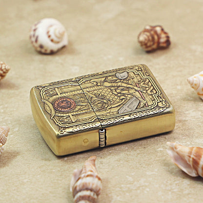 Zippo Armor Antique Brass 'Fallen Templar Knight' - CC18