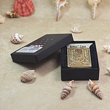 Zippo Armor Antique Brass 'Fallen Templar Knight' - CC18