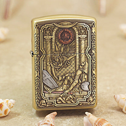 Zippo Armor Antique Brass 'Fallen Templar Knight' - CC18