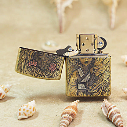 Zippo Heavy-duty Vintage Bronze Little Serpent Maiden - CC64