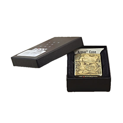 Zippo Armor Antique Brass Maneki-neko Prosperity - CC56