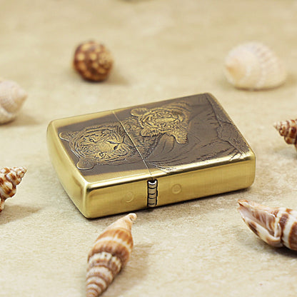 Zippo Armor Antique Brass Mother and Cub Tigers - CC102