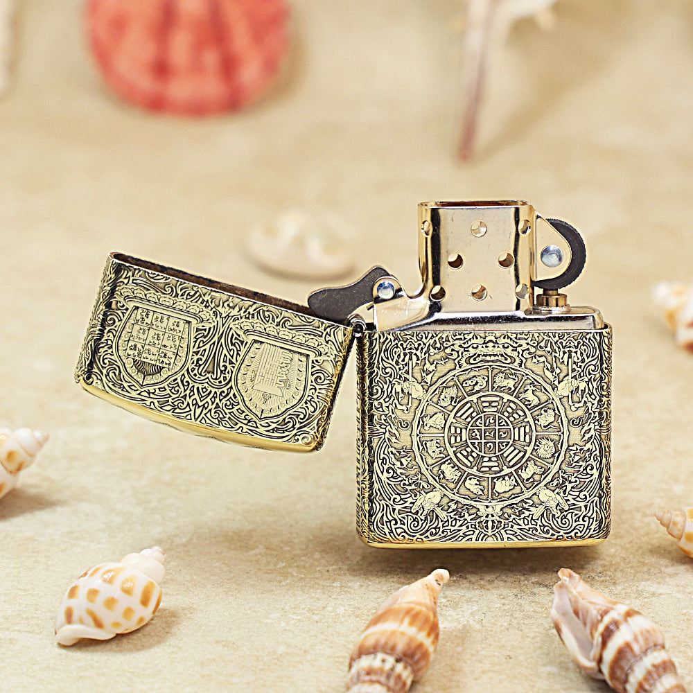 Zippo Armor Antique Brass Nine Palaces Eight Trigrams - CC100