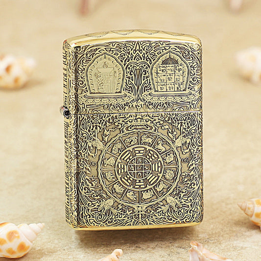 Zippo Armor Antique Brass Nine Palaces Eight Trigrams - CC100