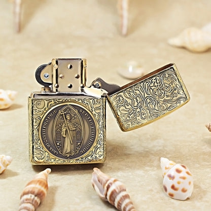 Zippo Armor Antique Brass 'Saint Benedict Medal' - CC03