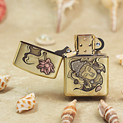 Zippo Armor Antique Brass Sleeping Bodhisattva - CC68