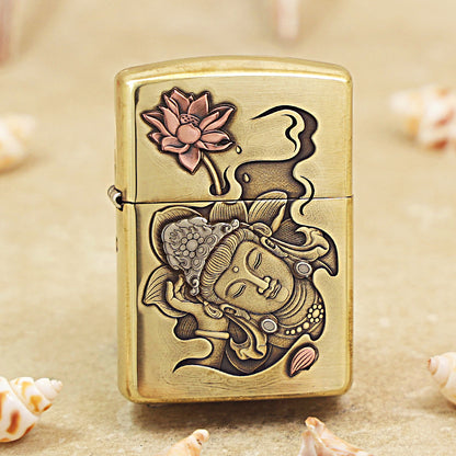 Zippo Armor Antique Brass Sleeping Bodhisattva - CC68