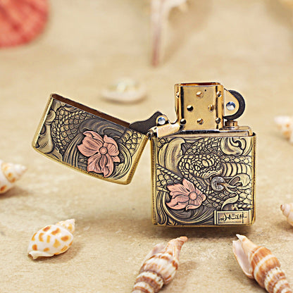 Zippo Armor Antique Brass Snake Brings Good Fortune - CC74