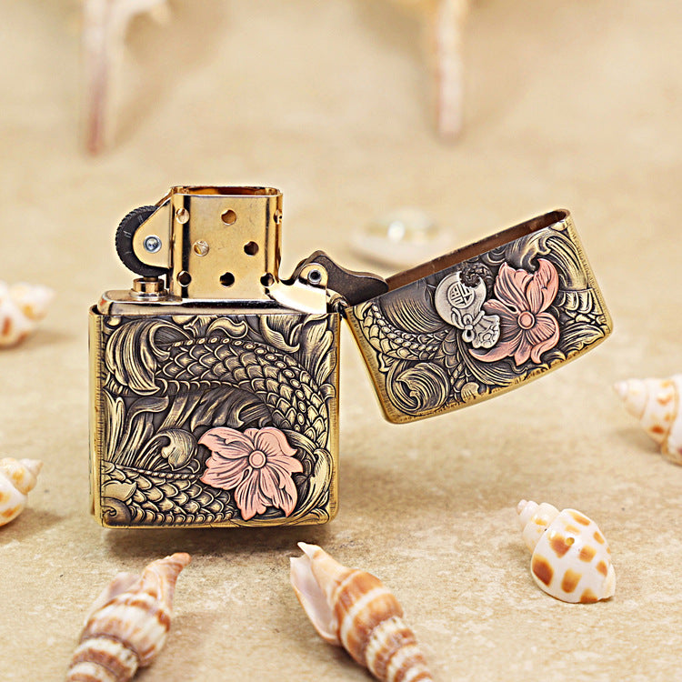 Zippo Armor Antique Brass Snake Brings Good Fortune - CC74