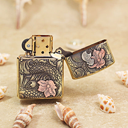 Zippo Armor Antique Brass Snake Brings Good Fortune - CC74