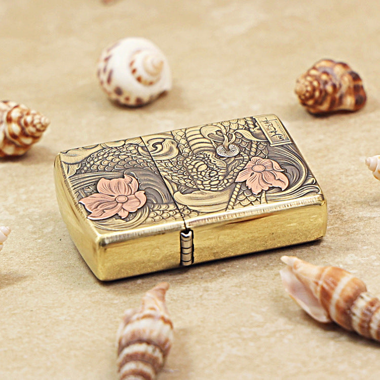 Zippo Armor Antique Brass Snake Brings Good Fortune - CC74