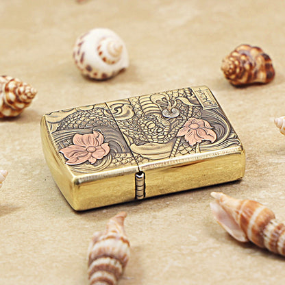 Zippo Armor Antique Brass Snake Brings Good Fortune - CC74