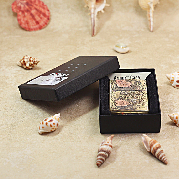 Zippo Armor Antique Brass Snake Brings Good Fortune - CC74